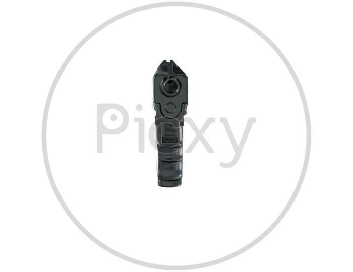 Black Gun Pistol Transparent Background 3D Render