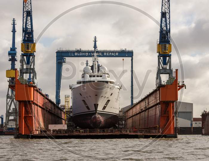 Shipyard In The Port Of Hamburg, Germany