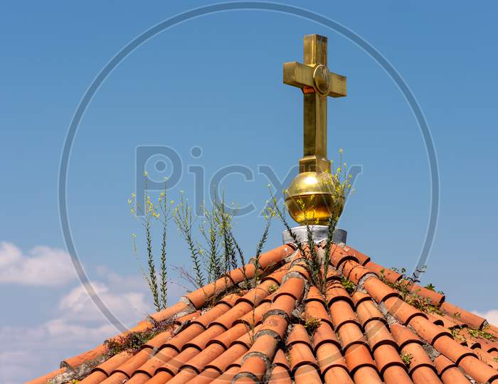 Gilded Cross On An Old Church In Belgrade, Serbia