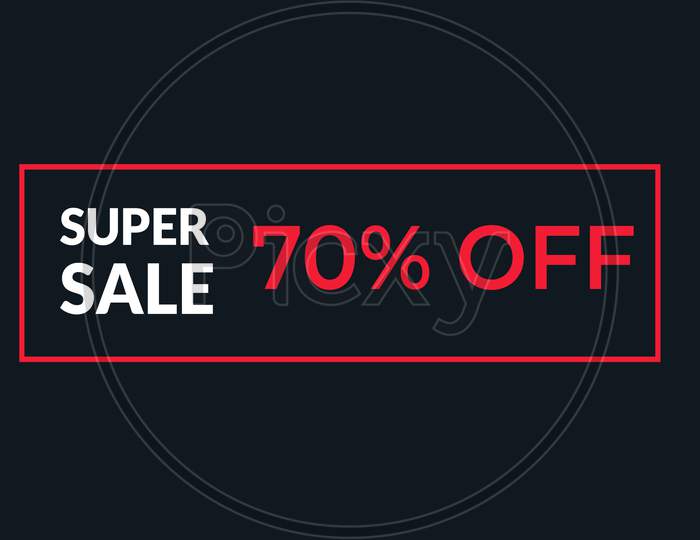 Super Sale 70% Off Illustration Use For Landing Page,Website, Poster, Banner, Flyer, Background,Label, Wallpaper,Sale Promotion,Advertising, Marketing On Black Background