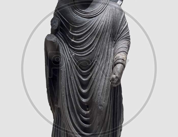 Archaeological Sculpture Standing Of Buddha In Meditation From Indian Mythology