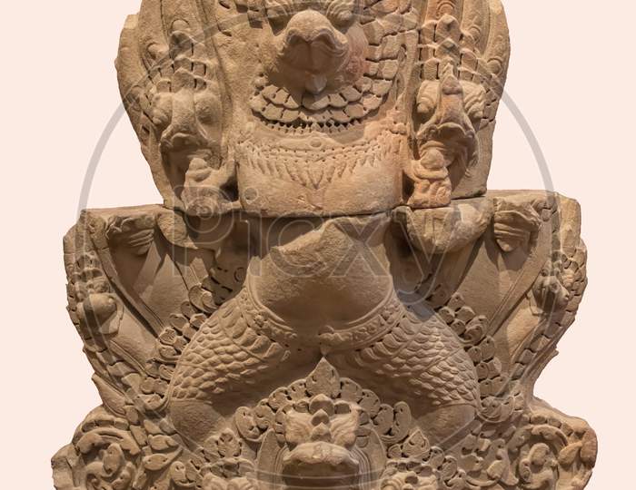 Archaeological Sculpture Of Garuda, The Mount Of Vishnu From Indian Mythology