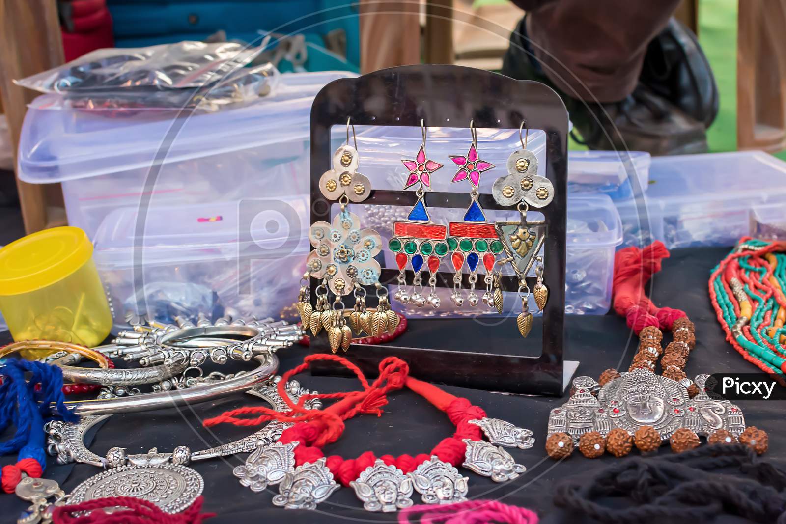 Picture Of Handmade Indian Necklace And Earring Is Displayed In
