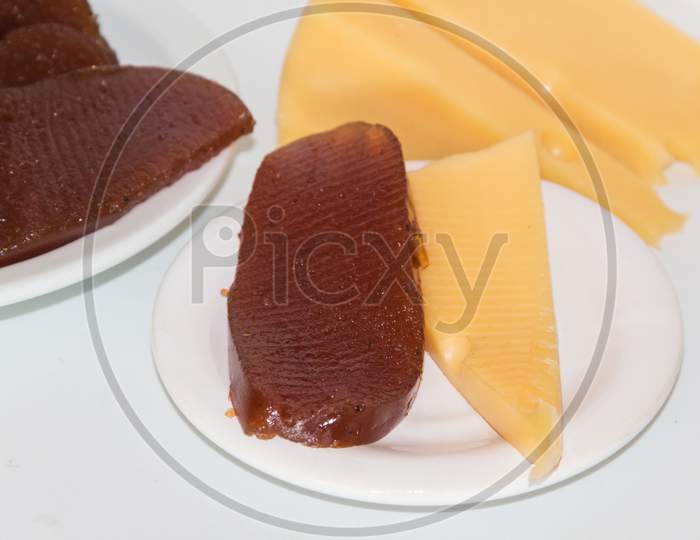 Sweet Potato And Quince Cheese And Sweet. Traditional Dessert Of Uruguayan And Argentine Gastronomy