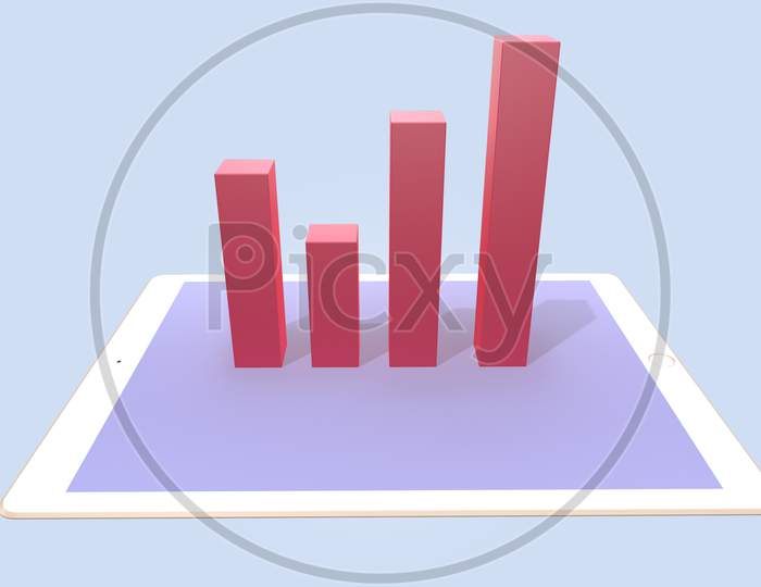 3D Render Statistic Charts. Idea Business Growth ,Graph On A Tablet