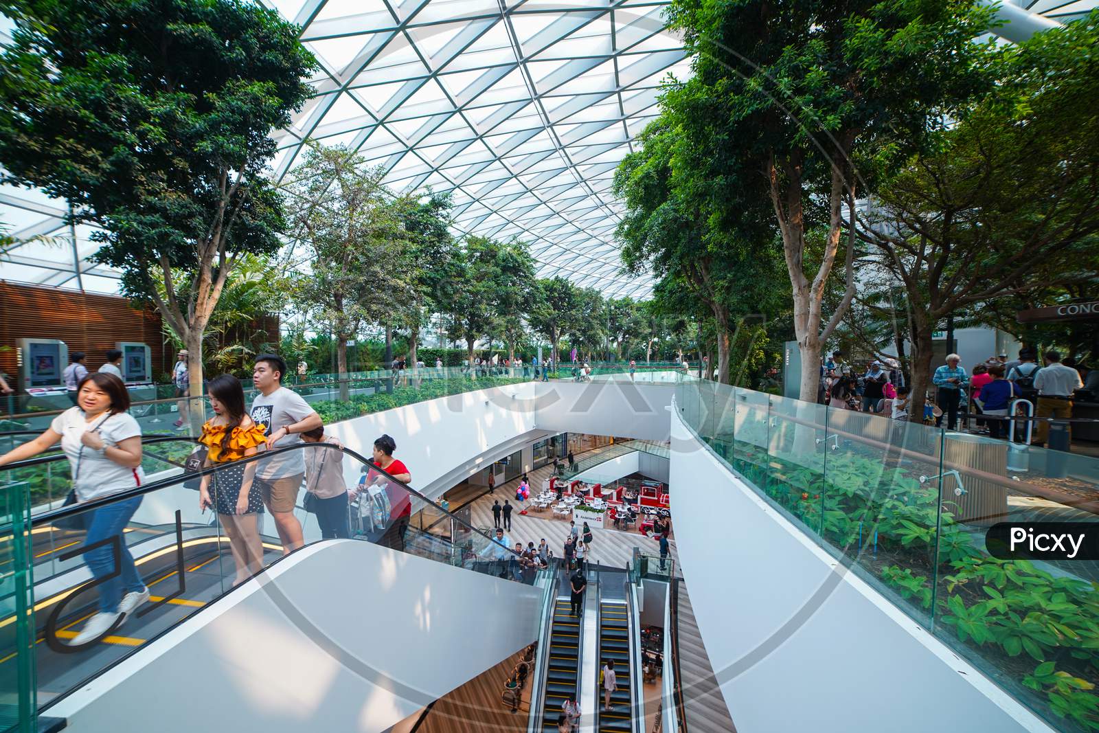 Singapore City, Singapore - The Shopping malls inside Jewel Changi Airport in Singapore 2019
