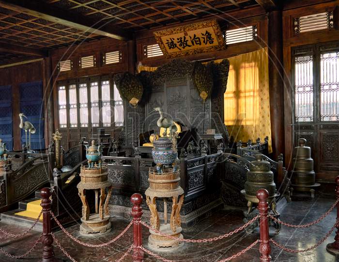 Imperial Throne Of Chinese Qing Dynasty Emperors In Chengde, China