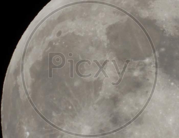 Full Moon Close Up View In Dark Night Full Zoom 8