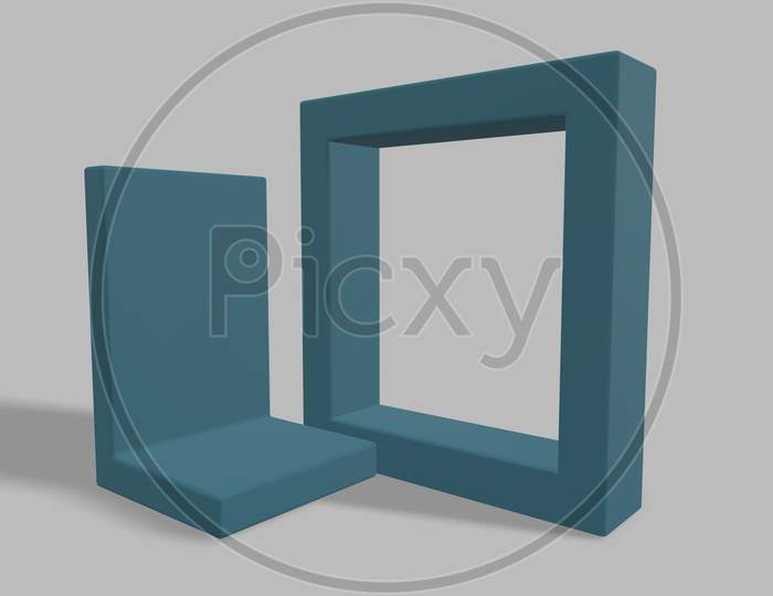 Blue Abstract Geometric Shape Group Set, Minimal Abstract Background, 3D Rendering, Scene With Geometrical Forms
