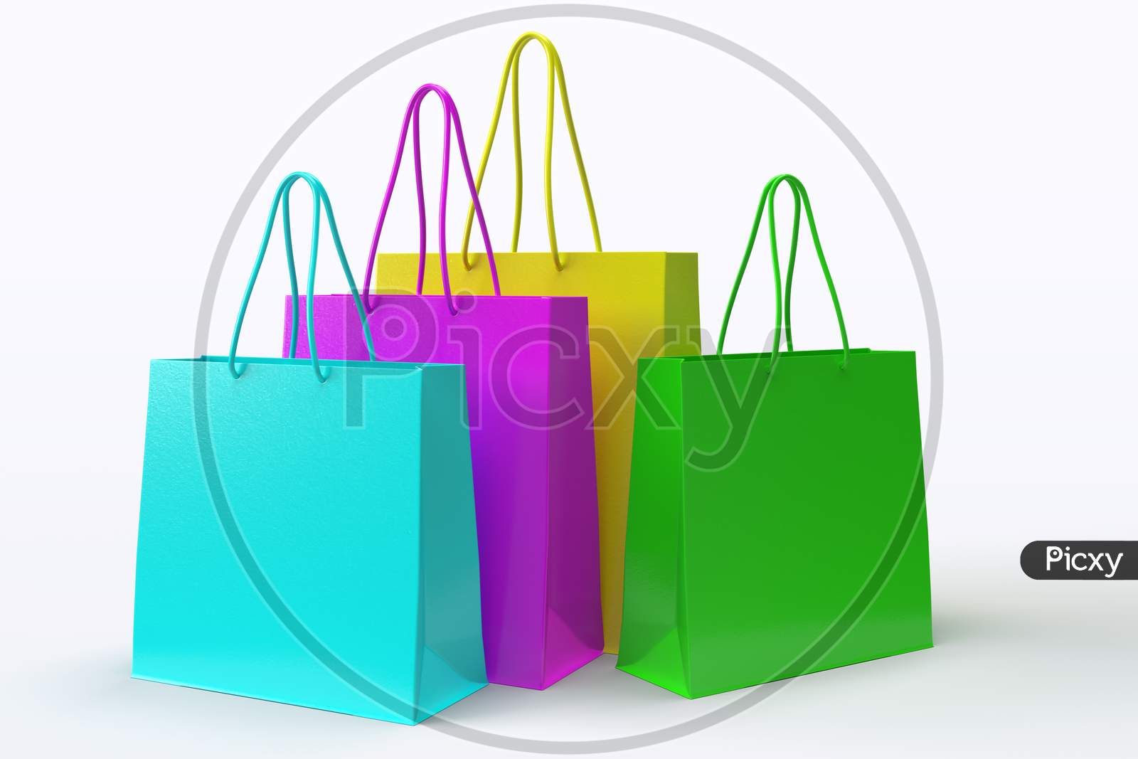 Realistic Looking Shopping Bags With Blank Mockups Isolated In White Background, 3D Rendering