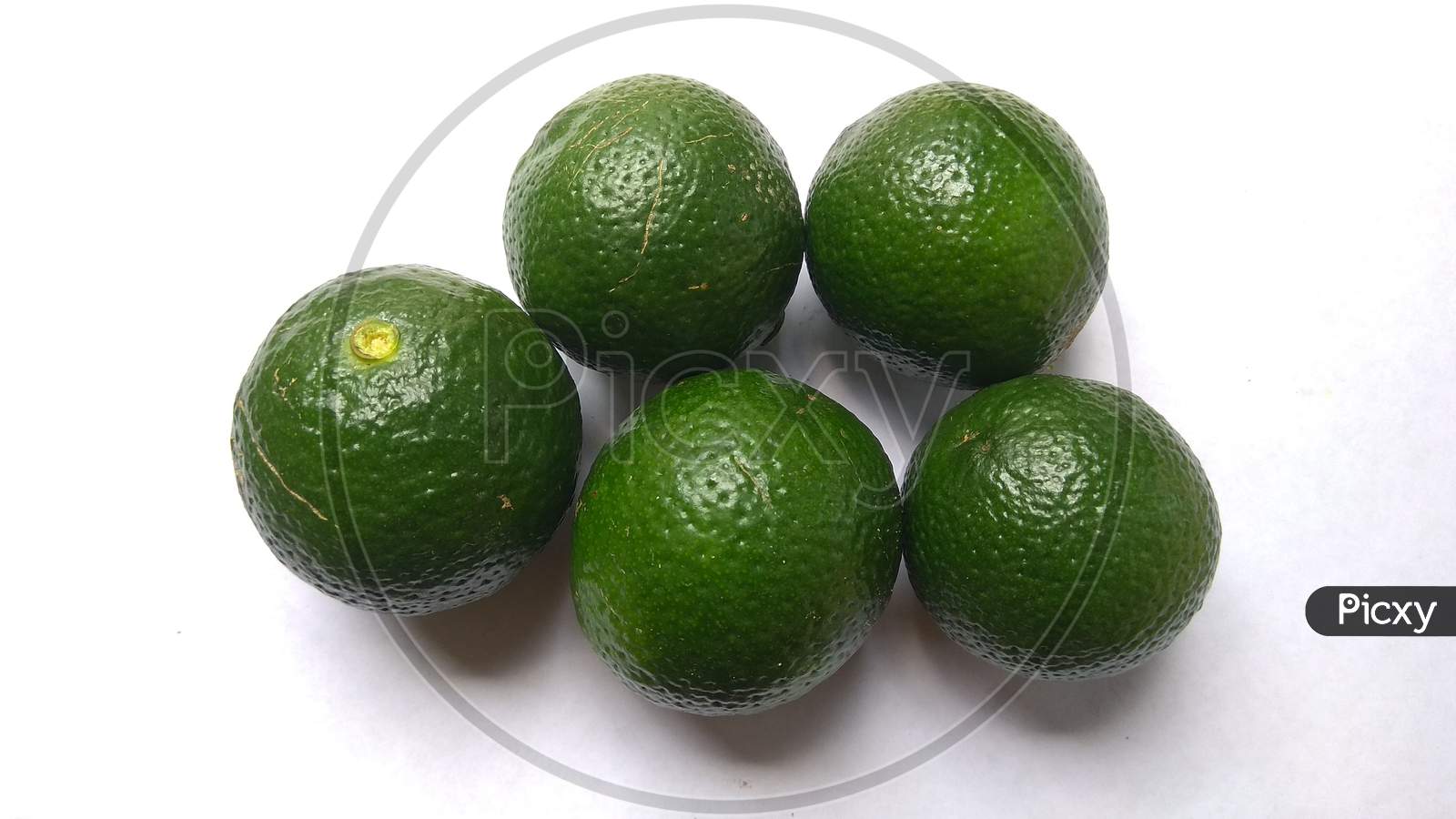 Fresh green lemons isolated on white background.