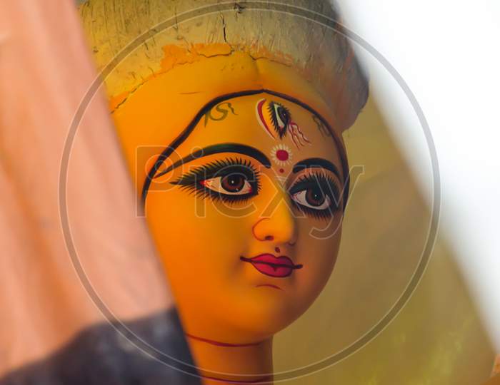 Beautiful glowing face of Goddess Durga.