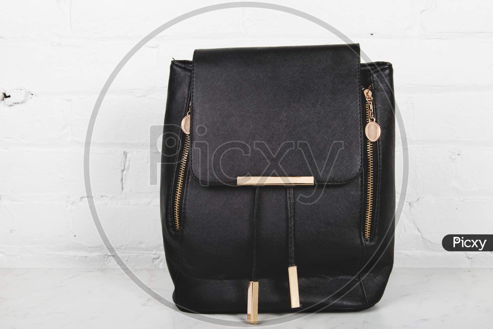 Black leather Handbag fashion accessory