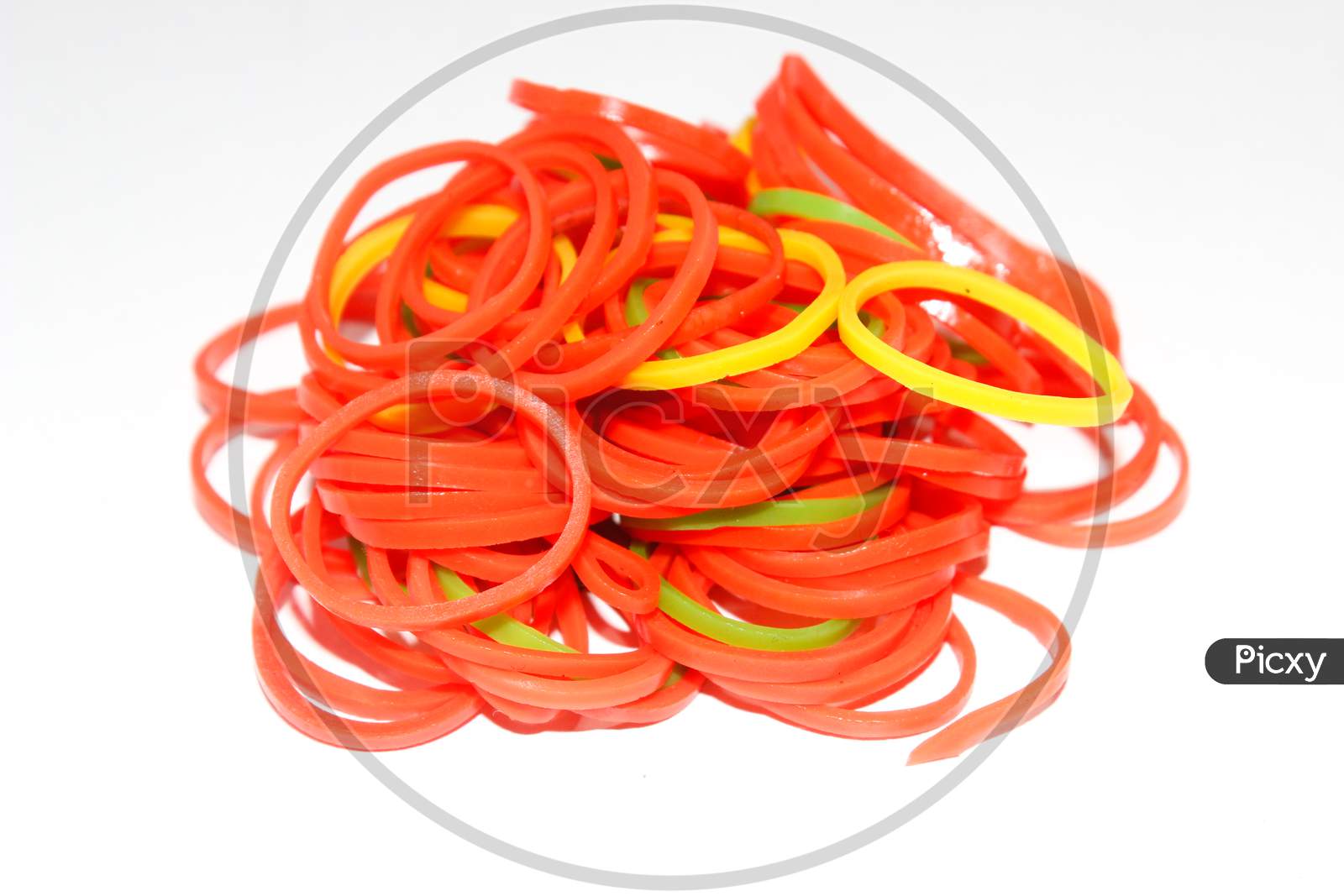 Rubber bands with white background