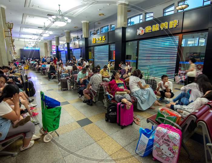 People Waiting For Trains In Beijing Main Railway Station