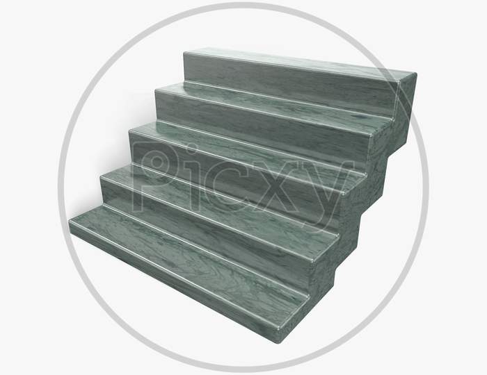 3D Marble Stairs 3D Render On White Background