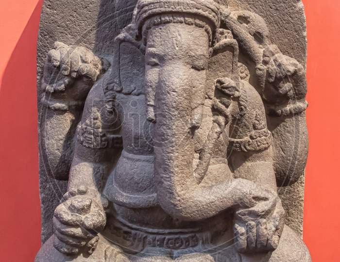 Archaeological Sculpture Of Lord Ganesh, From Indian Mythology