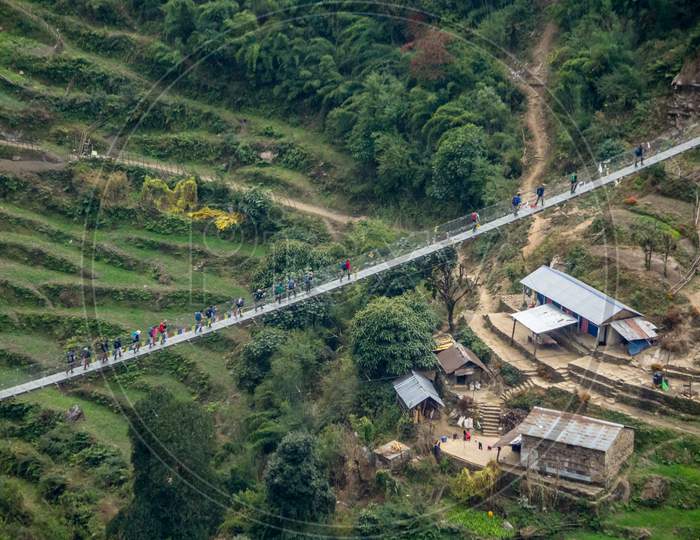 mountain bridge annapurna region
