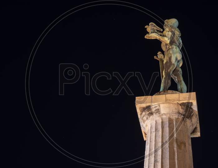 Night View Of Victor Monument In Belgrade, Serbia
