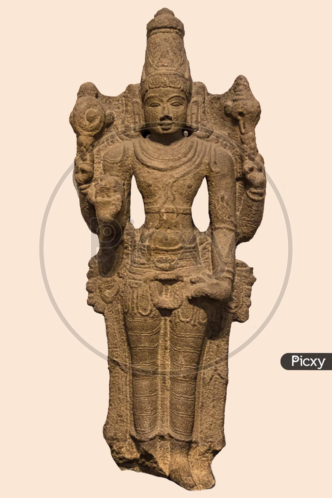 Archaeological Sculpture Of Vishnu From Indian Mythology