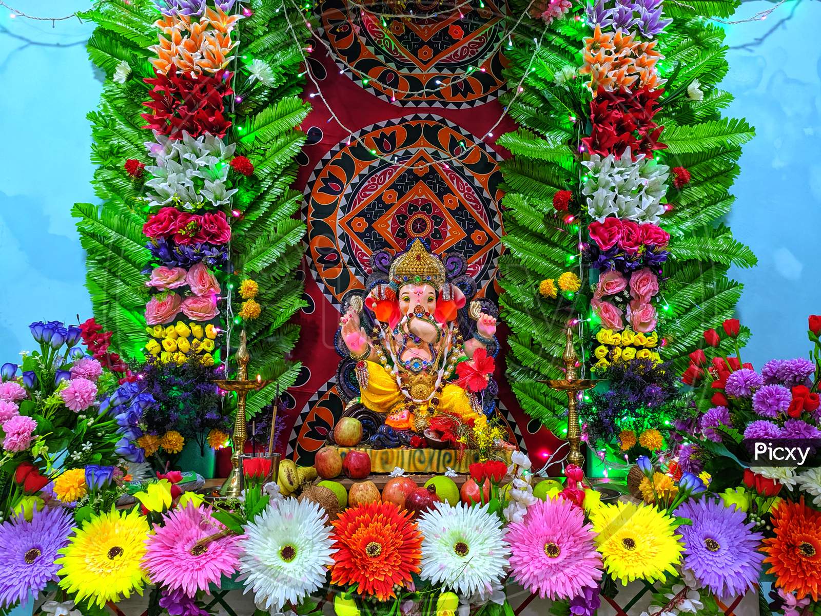A eco friendly decoration for lord Ganesha festivity