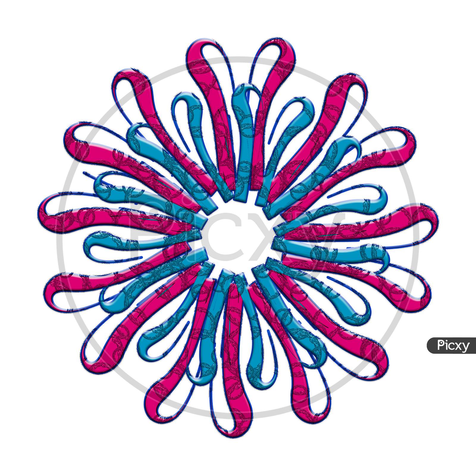 3D Textured Mandala Shape Flower And Texture