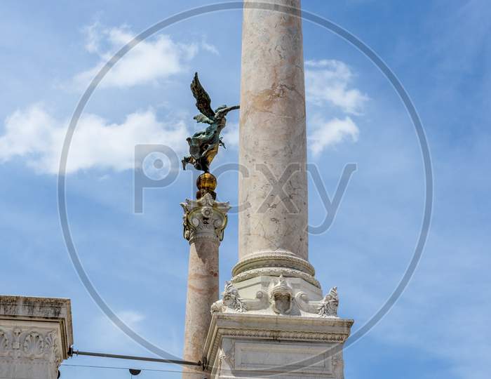 Rome, Italy - 23 June 2018: Piazza Venezia, Facade Of Tomb Of The Unknown Soldier In Rome,Italy