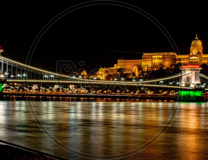 Beautiful chain bridge in Budapest, Hungary
