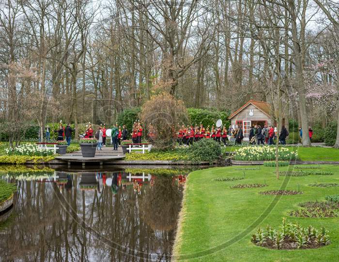 Image of Flower Garden, Netherlands , A Garden With Water In The ...