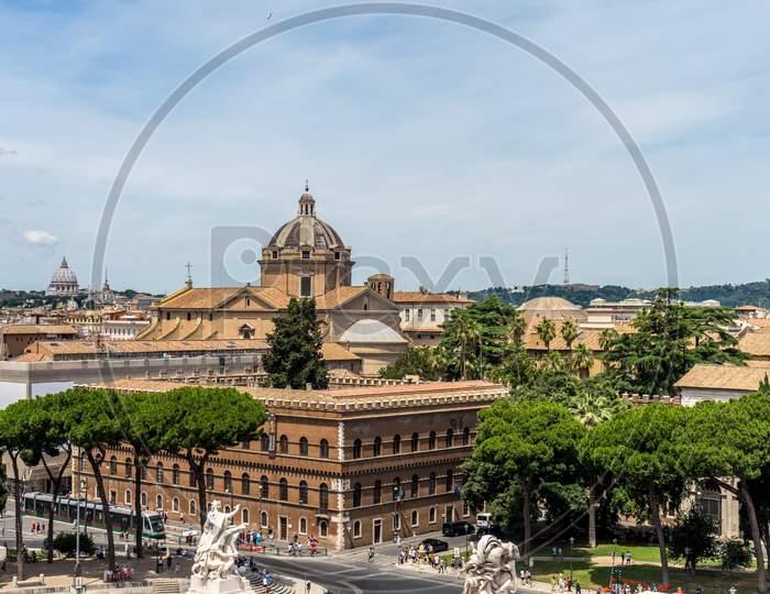 Rome, Italy - 23 June 2018: Monument To Vittorio Emanuele Ii Viewed From Tomb Of The Unknown Soldier In Rome,Italy