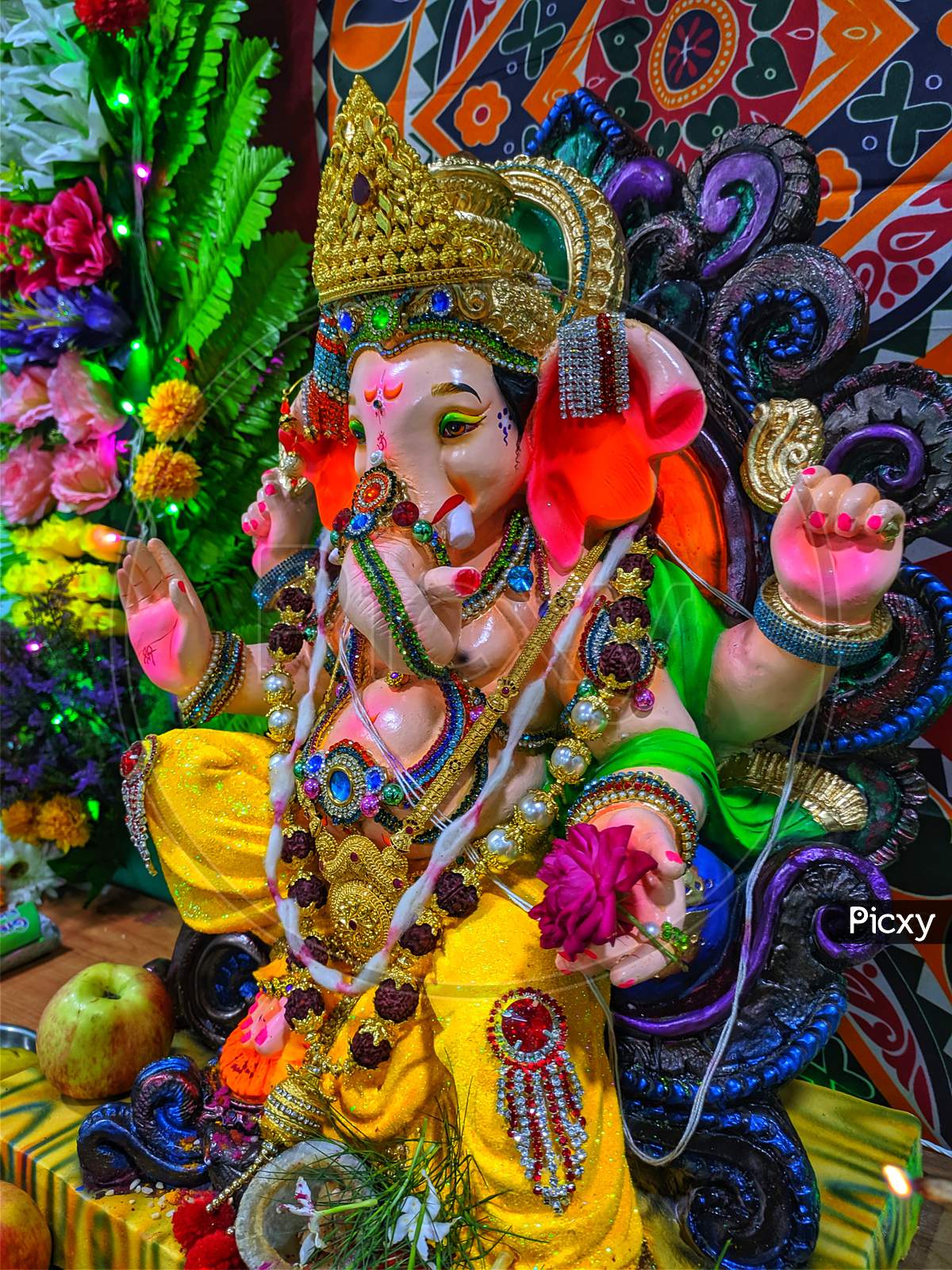 A close up shot of lord Ganesha