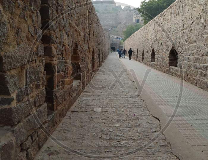 Walkway inside golkonda fort, Hyderabad