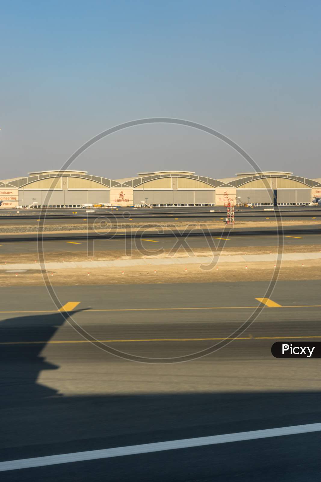 Dubai, Emirates - 18 November 2018: Emirates Plane Hangar At Airport At Dubai