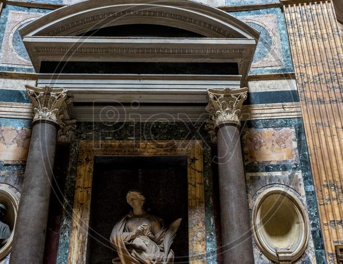 Rome, Italy - 24 June 2018: Interiors Of The Pantheon, Roman Pantheon Is One Of The Best-Known Sights Of Rome
