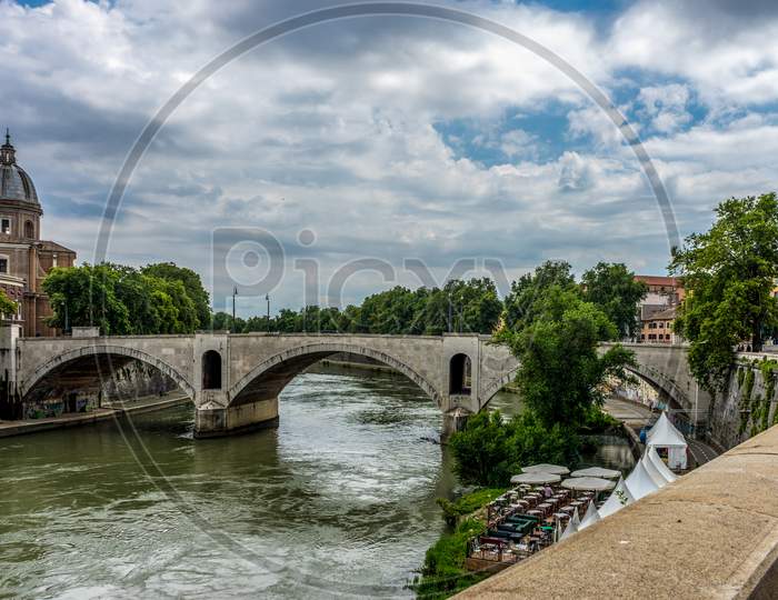 Rome, Italy - 23 June 2018: Bridge On The Tiber River In Rome, Italy