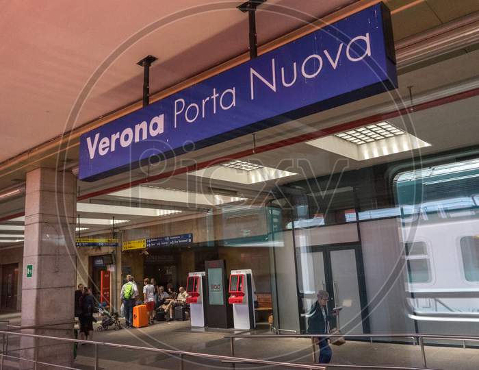 Verona, Italy - 30 June 2018: The Train Station In Verona Italy