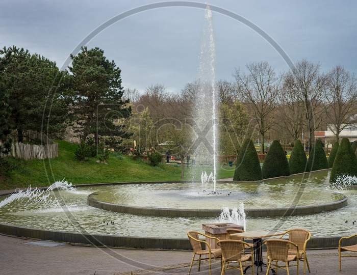 Flower Garden, Netherlands , A Fountain Of Water