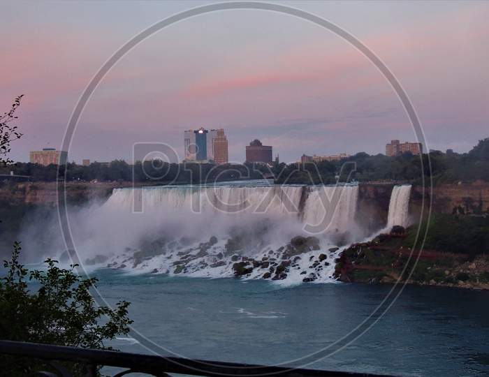 Niagara falls in the evening during Sunset