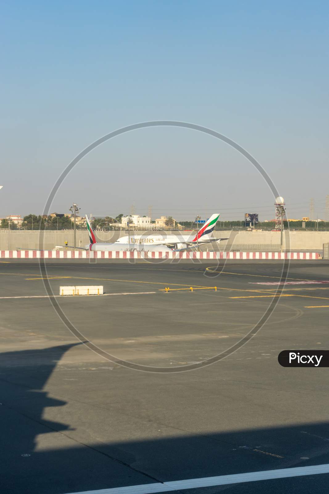 Dubai, Emirates - 18 November 2018: View Of Emirates Airplane Through A Window