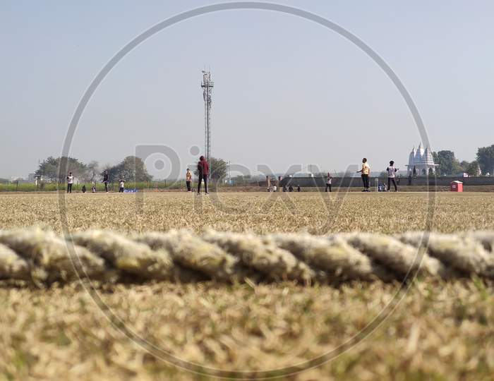 Boundary rope of a cricket ground in Gurgaon