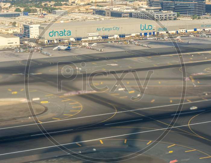 Dubai, Emirates - 18 November 2018: Dnata Air Cargo City And Bud Tnt Hangar At Airport At Dubai