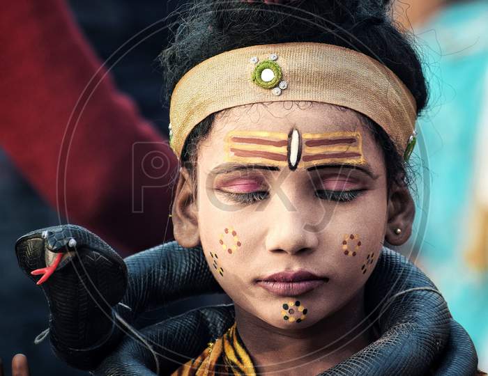 Child in make up of lord Shiva