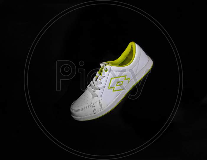 Lime green yellow white sneakers