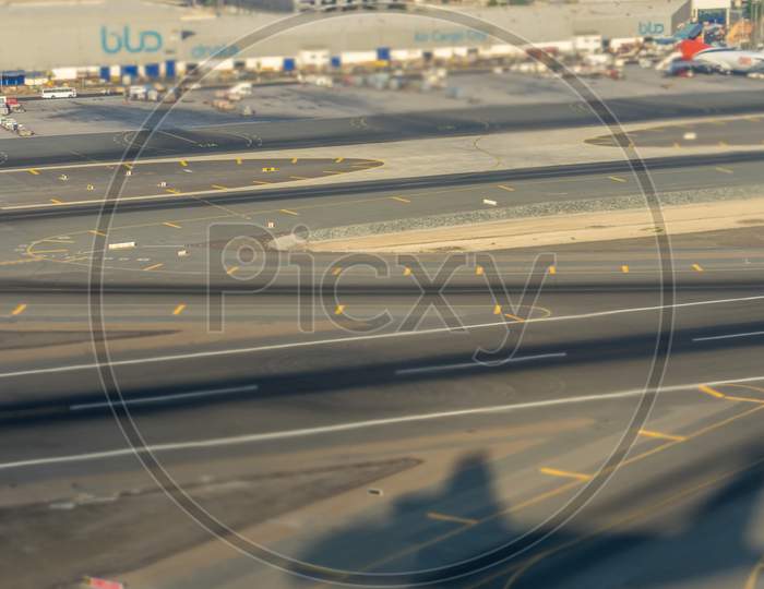 Dubai, Emirates - 18 November 2018: Cargo City And Bud Tnt Hangar At Airport At Dubai Parking
