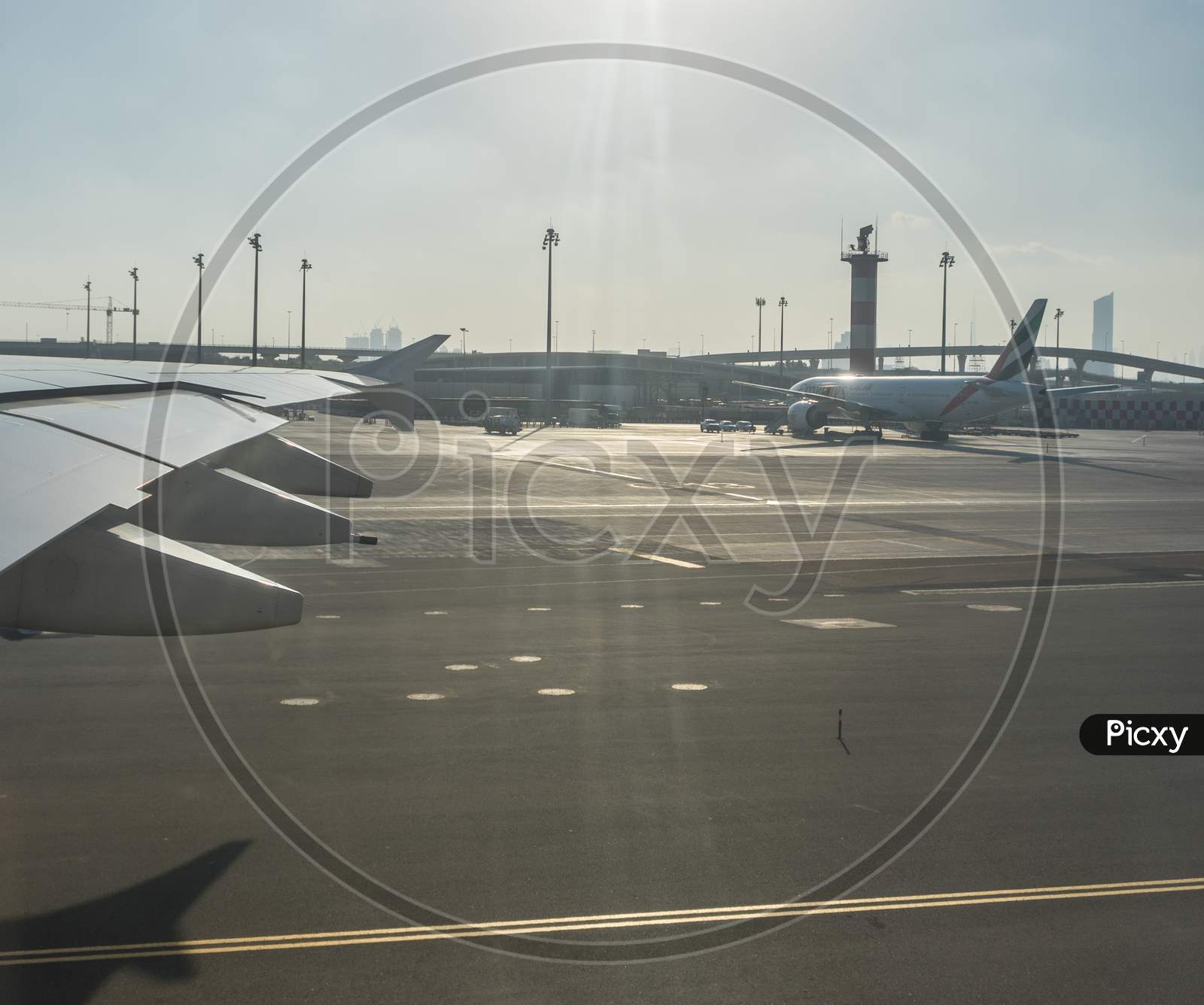 Dubai, Emirates - 18 November 2018: View Of Emirates Plane Through A Window
