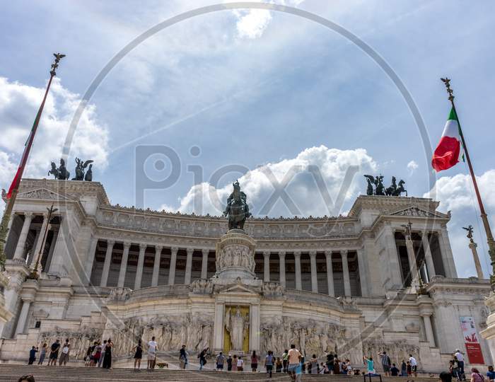 Rome, Italy - 23 June 2018: Monument To Vittorio Emanuele Ii Viewed From Tomb Of The Unknown Soldier In Rome,Italy
