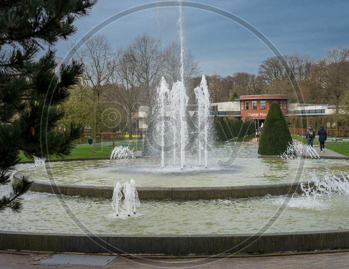 Flower Garden, Netherlands , A Fountain Of Water
