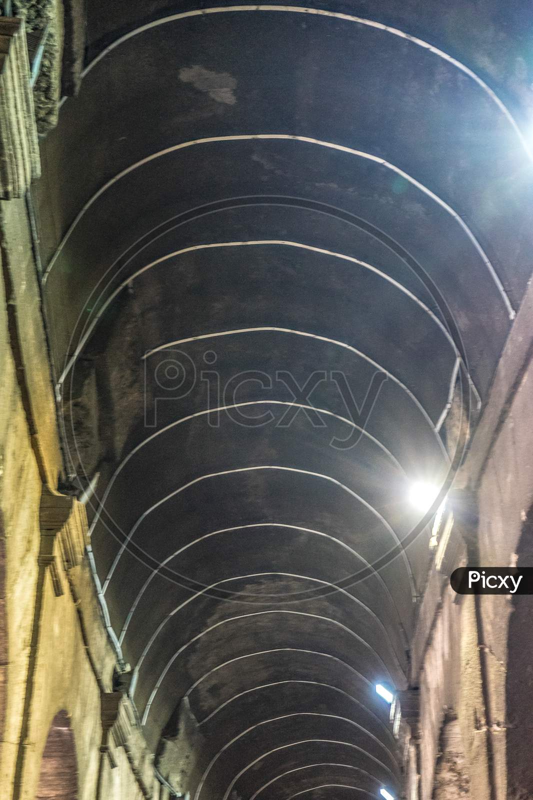 Rome, Italy - 23 June 2018: The Ceiling Of The Passage At The Entrance Of The Roman Colosseum (Coliseum, Colosseo), Also Known As The Flavian Amphitheatre. Famous World Landmark. Scenic Urban Landscape.