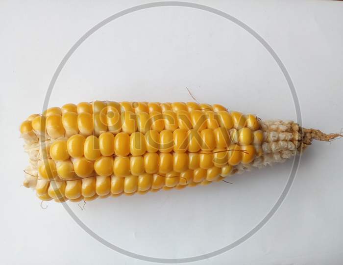 Fresh, yellow and tasty  corn with white background