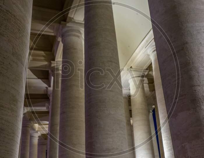 Italy, Rome, Night, Vatican, Large White Columns